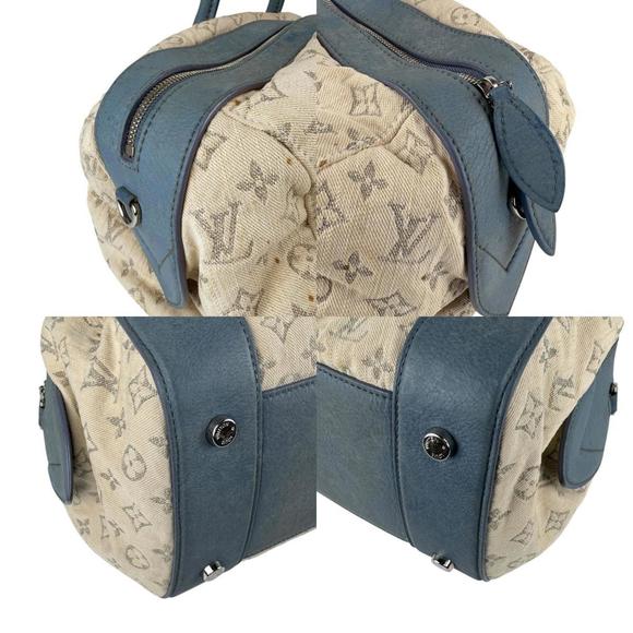 Louis Vuitton Speedy Round Canvas/Leather Shoulder Bag, White/Blue,